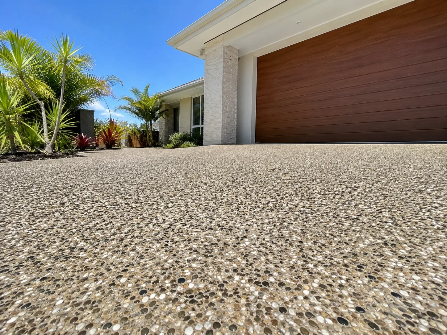 Completed concrete driveway, one of the services covered on the contact form