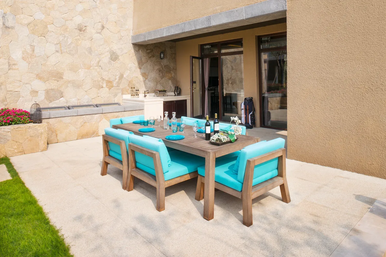 Concrete patio finished for outdoor entertaining