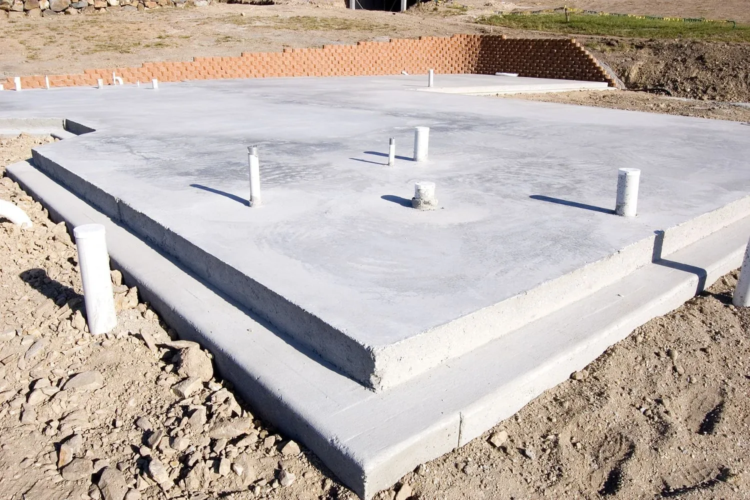 Reinforced concrete slab poured for a garage