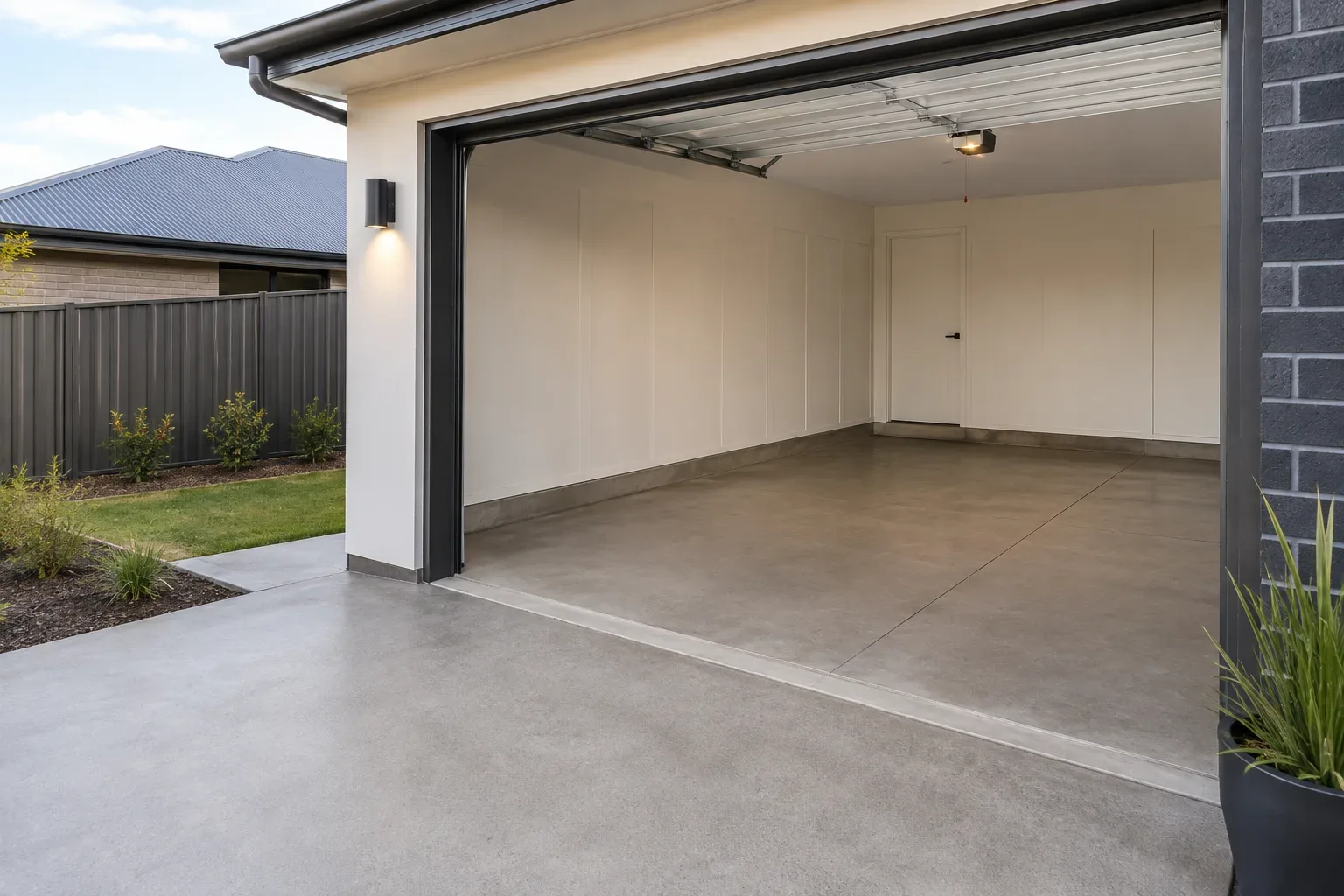 Reinforced concrete garage slab ready for use